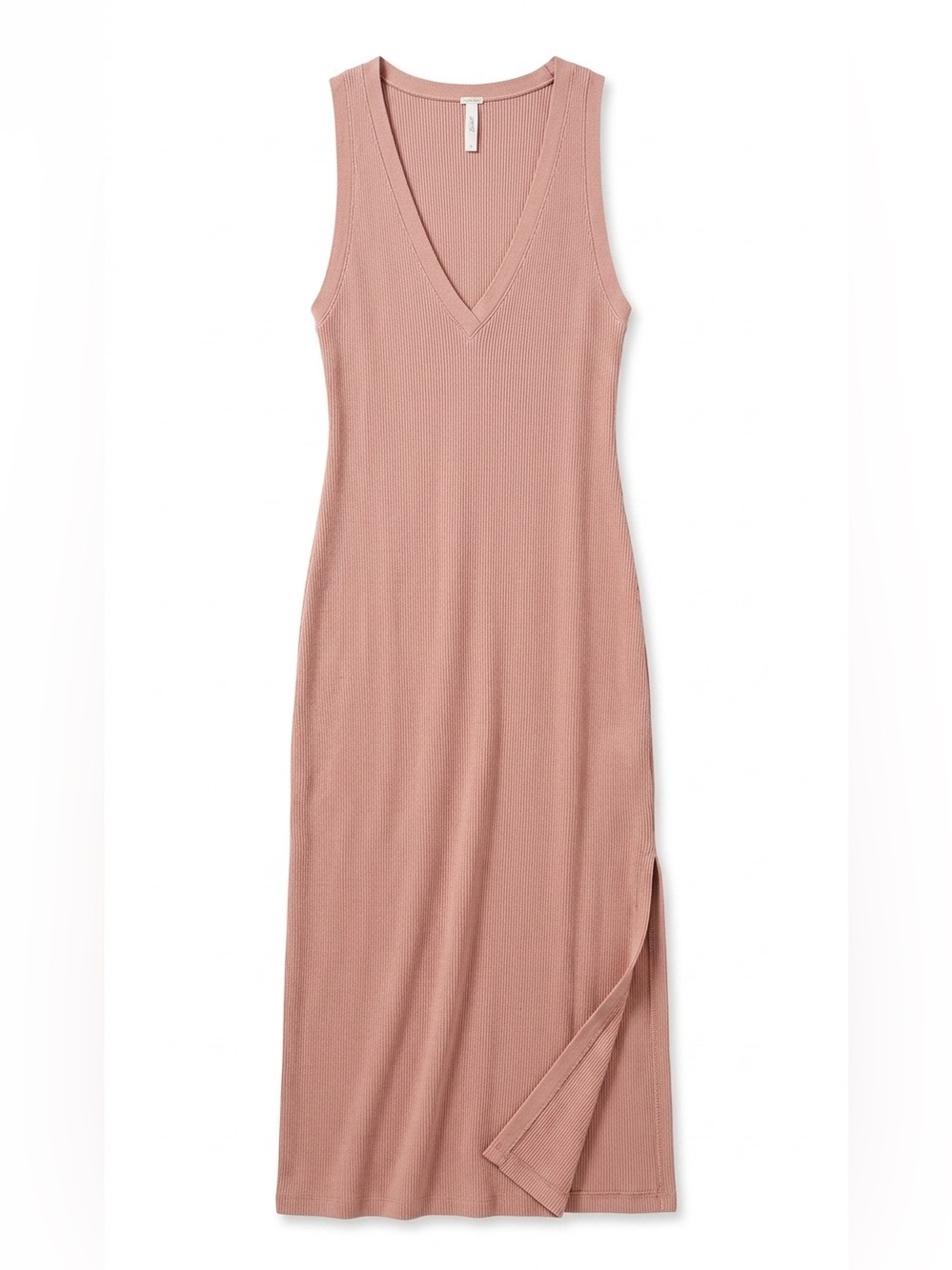 Daily Practice by Anthropologie Ribbed V-Neck Midi Dress Size Small